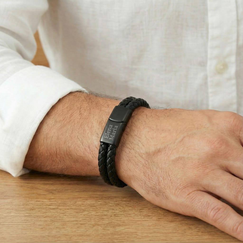 Bratara Velar din piele naturala impletita