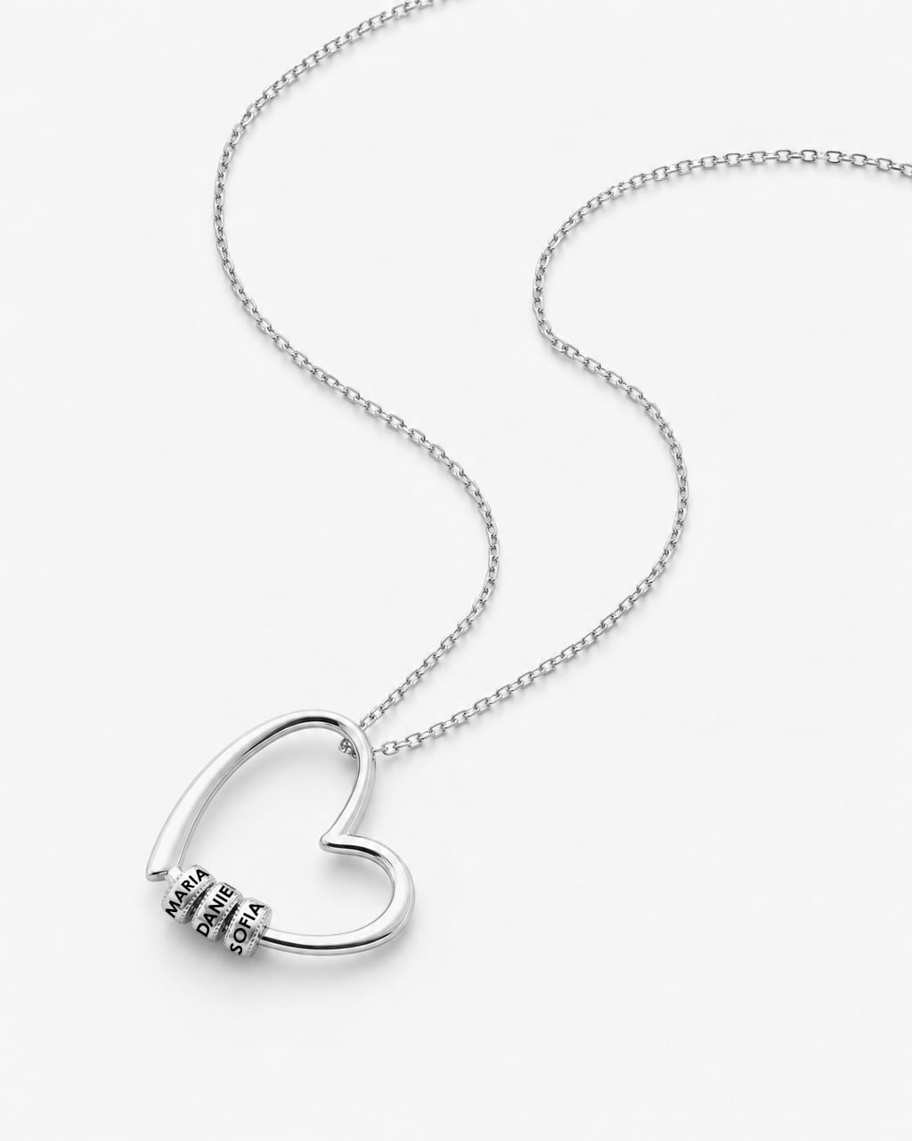 Colier Inima cu Talismane gravate - Argintiu placat cu rodiu - Mare - imagine 3