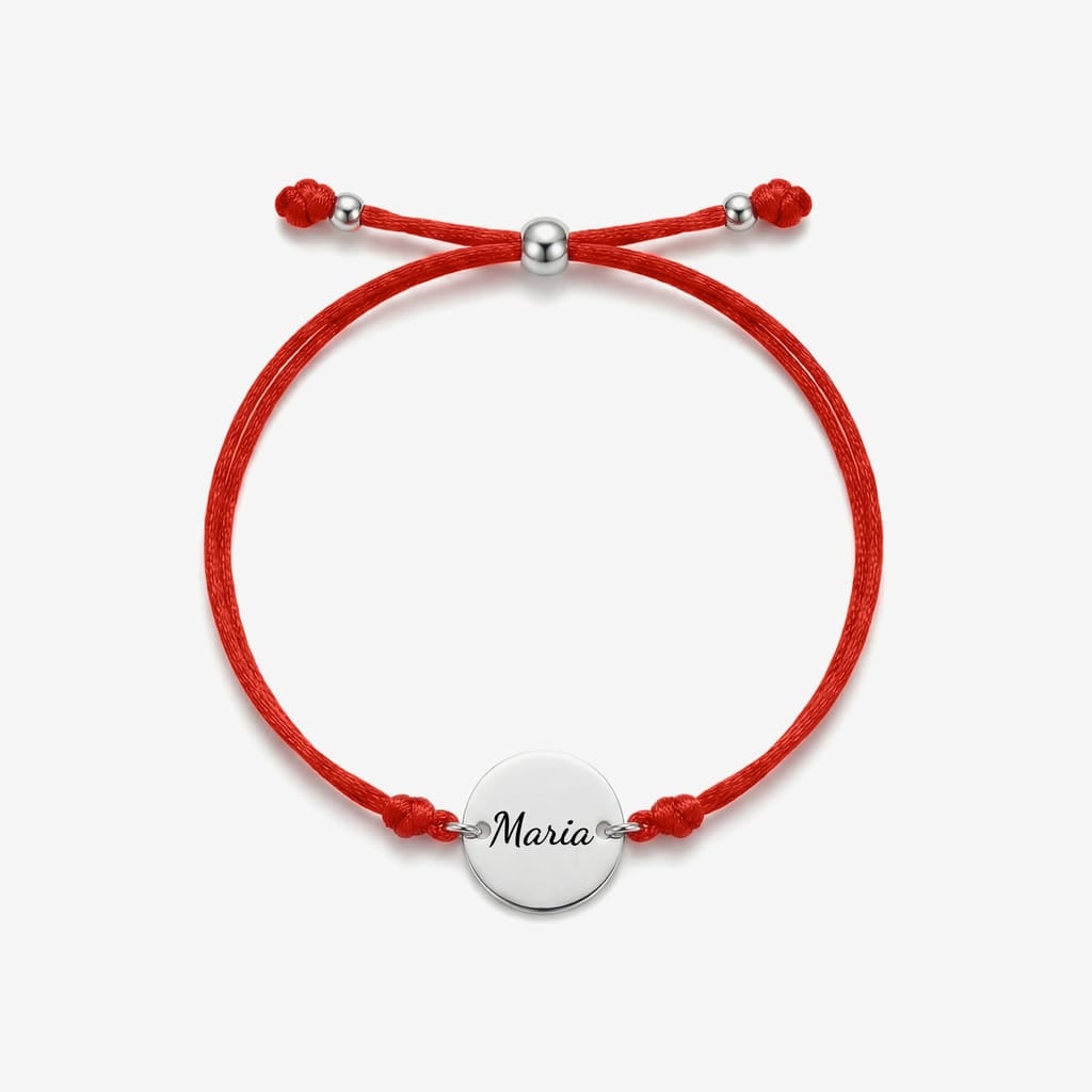 Bratara Luna cu snur rosu si nume gravat