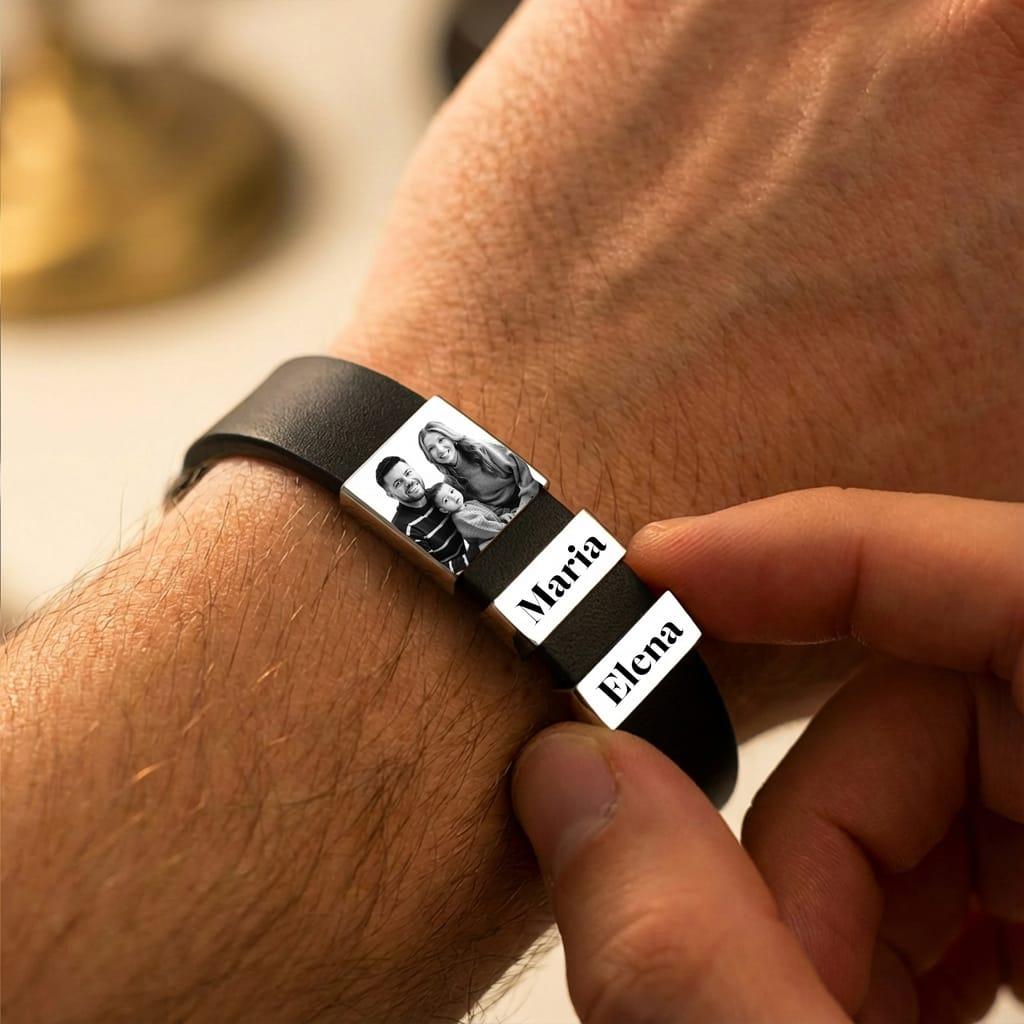 Bratara Leonis din piele naturala personalizata