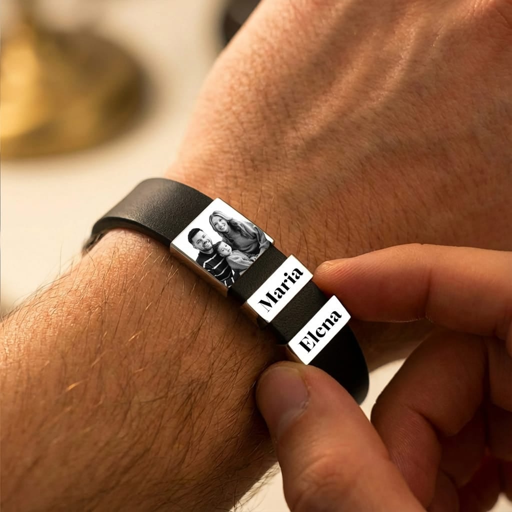 Bratara Leonis din piele naturala personalizata