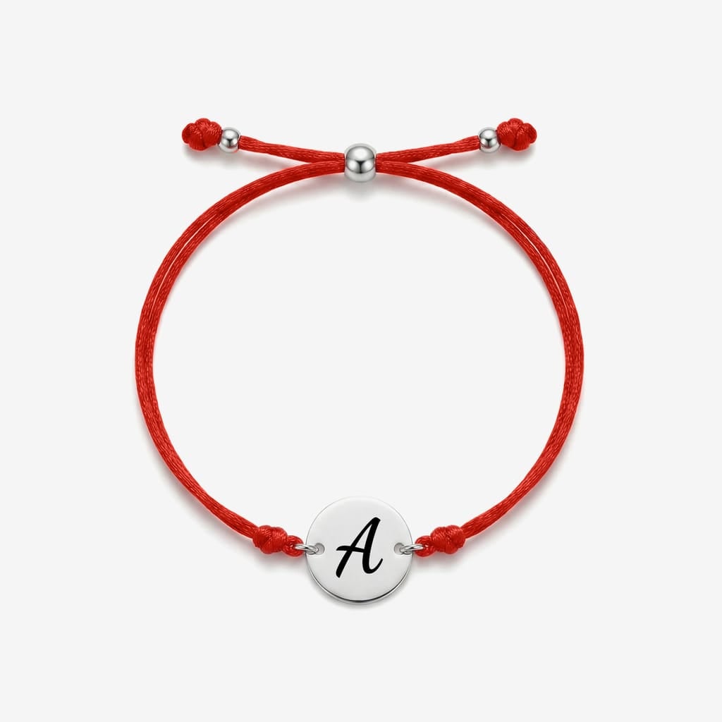 Bratara Luna Initiala cu snur rosu