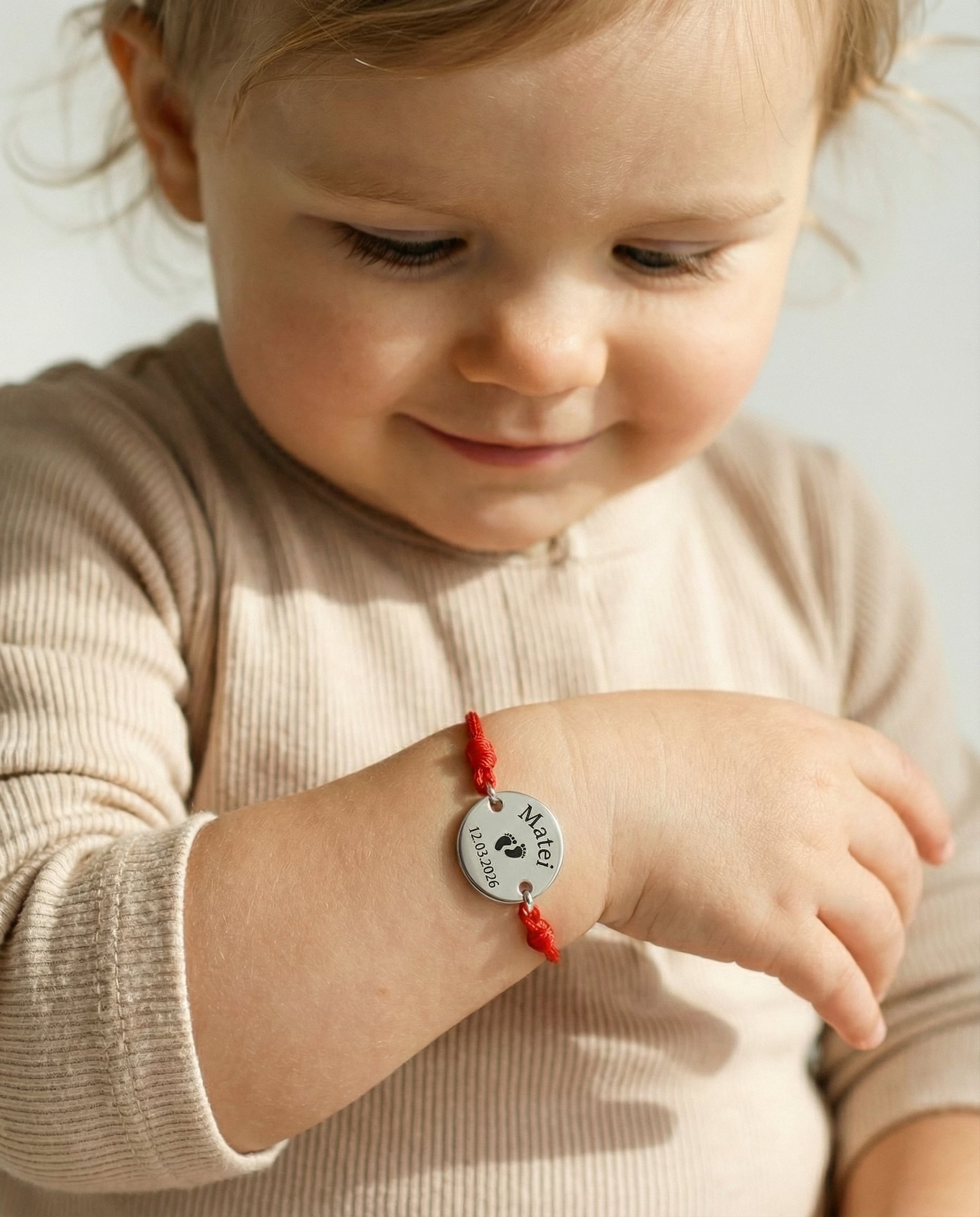 Bratara Luna cu snur rosu bebeluși